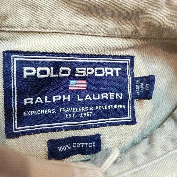 Ralph Lauren Vintage Mens Safari Utility Shirt Size S Vintage Polo Sport Tan - Picture 3 of 6